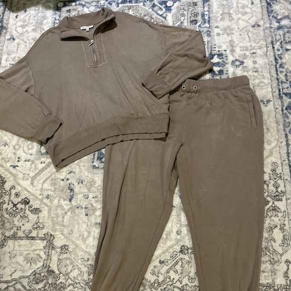 Workshop Republic Clothing Pants - Workshop Republic Clothing Quarter-Zip Lounge Set